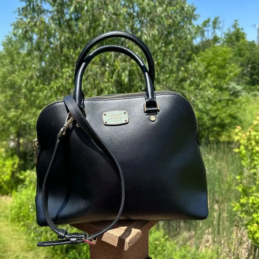 Michael Kors Cindy Medium Size Satchel Black Handbag